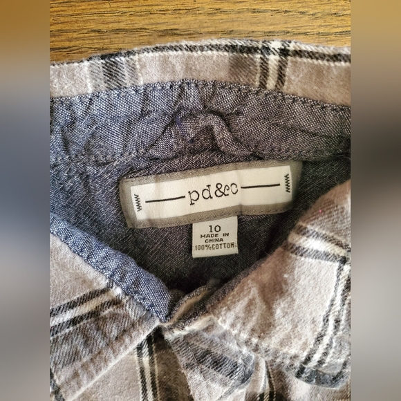 PD&C Boys 10 gray plaid button front shirt - Picture 8 of 8